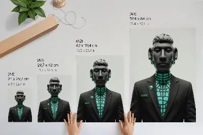 Poster with a futuristic style and expressive turquoise contrasts