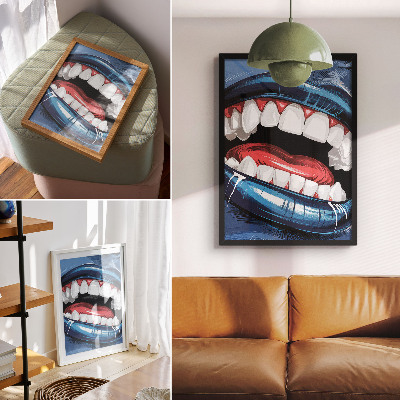 Art print Intense colors lips contrast dynamic style