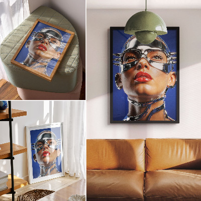 Decorative poster Futuristic figure, intense colors, modernity