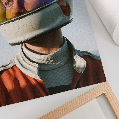 Poster A figure in a space helmet, futuristic atmosphere