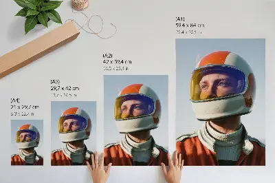 Futuristic astronaut poster a figure in a space helmet with a futuristic atmosphere