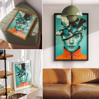 Poster Contrasting colors, surrealism, dynamic forms