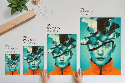 Poster Contrasting colors, surrealism, dynamic forms