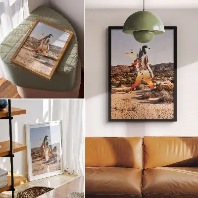 Surreal figure in the desert decorative poster surreal figure in the desert motif