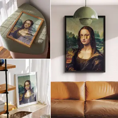 Art print modern style gold overlays in a traditional design