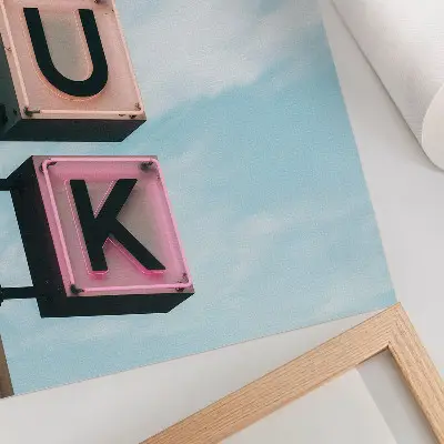 Premium wall art neon letters in pastel colors with a modern design