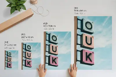 Premium wall art neon letters in pastel colors with a modern design