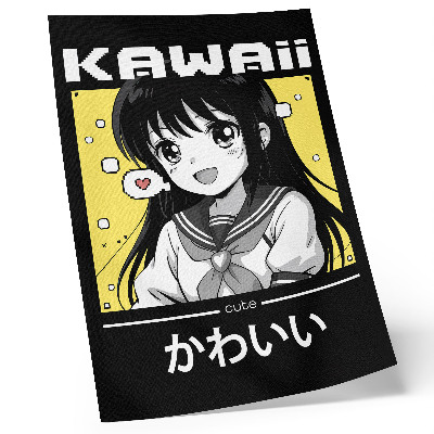 Decorative poster Manga style black lines yellow accents