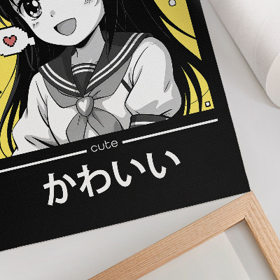 Decorative poster Manga style black lines yellow accents