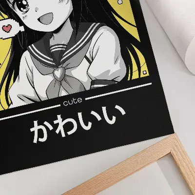 Decorative poster manga style with black lines and yellow accents