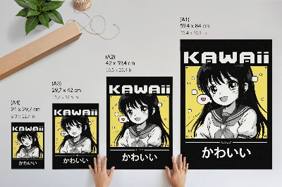 Decorative poster Manga style black lines yellow accents