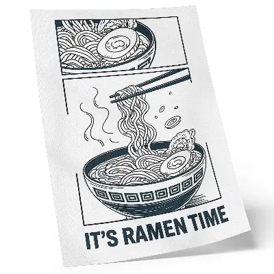 Art print featuring a comic book style ramen bowl with chopsticks