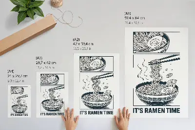 Art print featuring a comic book style ramen bowl with chopsticks