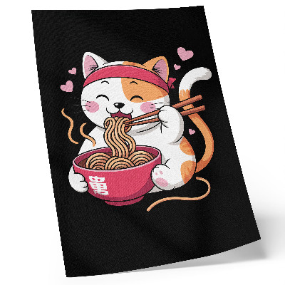 Premium wall art Adorable pink kitten eating pasta