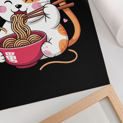 Premium wall art Adorable pink kitten eating pasta