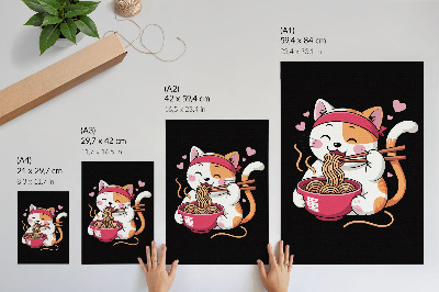 Premium wall art Adorable pink kitten eating pasta
