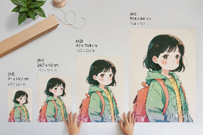 Decorative poster Illustrated portrait of a girl in pastel colors
