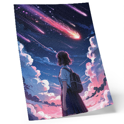 Poster The magical scenery of shooting stars in the night sky