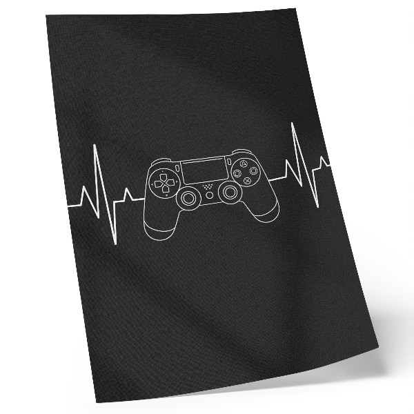 Art print Minimalist gaming theme black and white heart