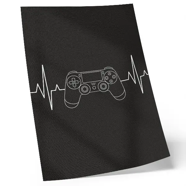 Art print minimalist gaming theme heart in black and white