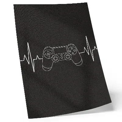 Art print minimalist gaming theme heart in black and white