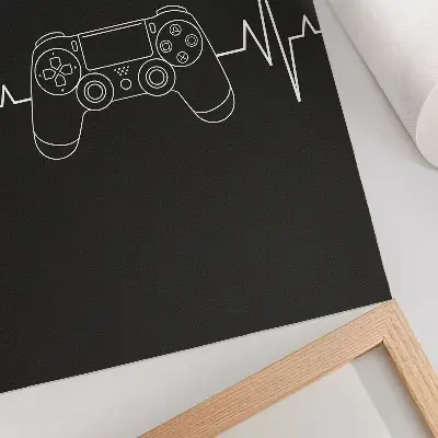Art print minimalist gaming theme heart in black and white