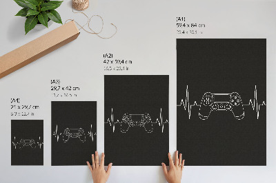 Art print Minimalist gaming theme black and white heart