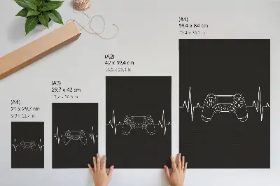 Art print minimalist gaming theme heart in black and white