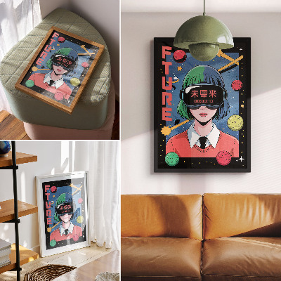 Premium wall art Modern space VR woman theme