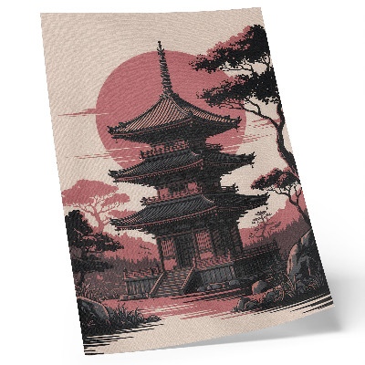 Art print Oriental pagoda nature trees harmony aesthetics