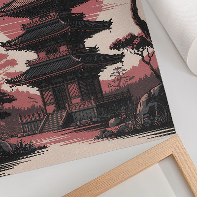 Art print Oriental pagoda nature trees harmony aesthetics