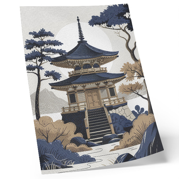 Art print Pagoda, tree, mountain, peace, harmony