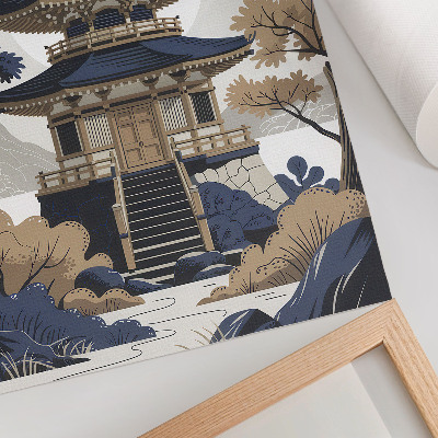 Art print Pagoda, tree, mountain, peace, harmony