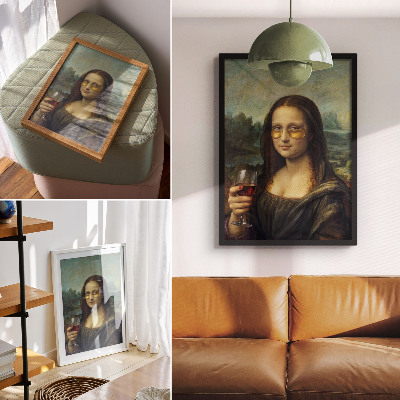 Art print Yellow glasses red wine renaissance portrait