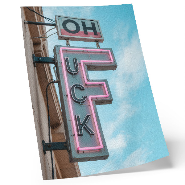 Premium wall art Neon retro sign blue sky intense colors