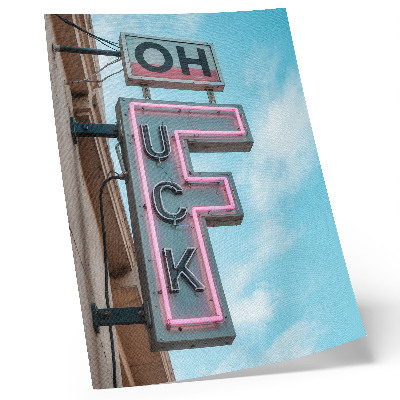 Premium wall art Neon retro sign blue sky intense colors