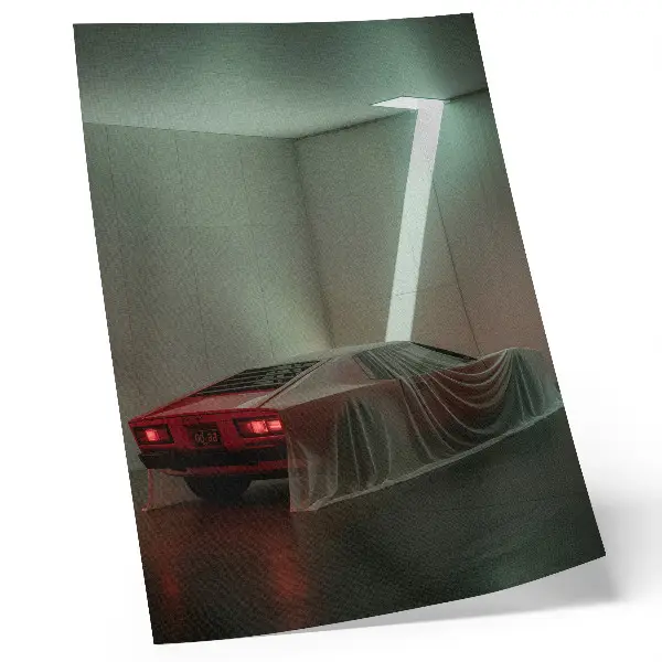 Decorative poster classic car in a minimalist elegant style