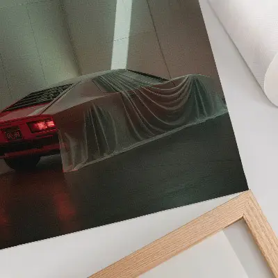 Decorative poster classic car in a minimalist elegant style