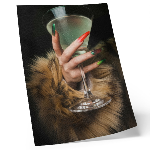 Premium wall art Hand with colored nails glass fur
