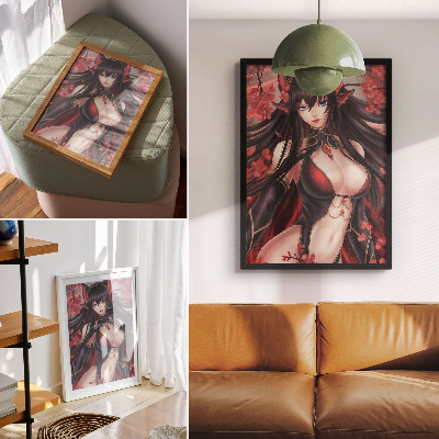 Premium wall art Anime beauty elegance, dynamic red black