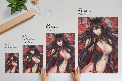 Premium wall art Anime beauty elegance, dynamic red black
