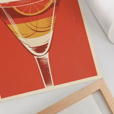Decorative poster featuring elegant retro cocktail graphics with a nostalgic style