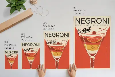 Decorative poster featuring elegant retro cocktail graphics with a nostalgic style