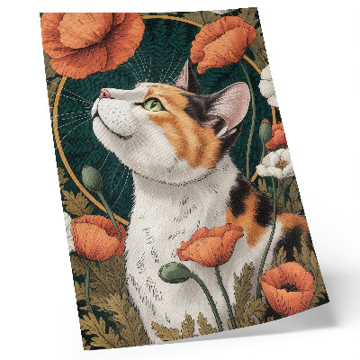 Poster Cat among the poppies, illustration style, nature