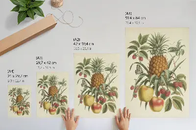 Art print classic style fruits and leaves nature harmony