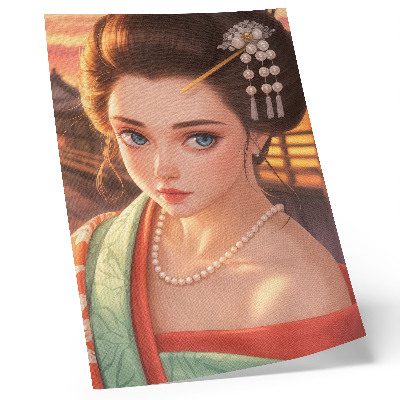 Poster Portrait of a woman in traditional costume with pearls