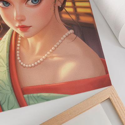 Poster Portrait of a woman in traditional costume with pearls