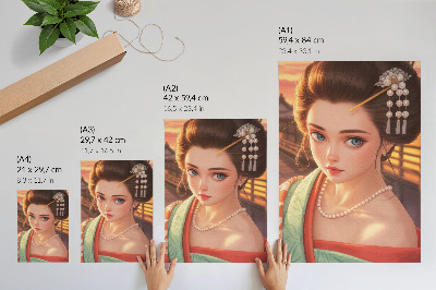 Poster Portrait of a woman in traditional costume with pearls