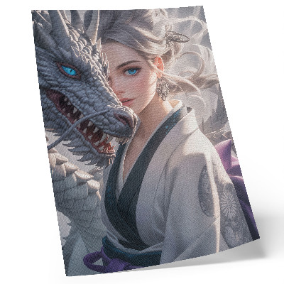 Art print Silver hair dragon delicate details