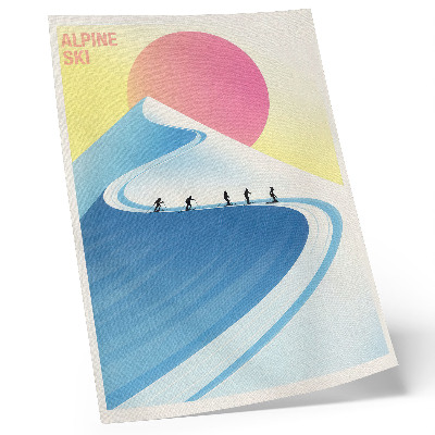 Poster A minimalist scene with skiers and the sky
